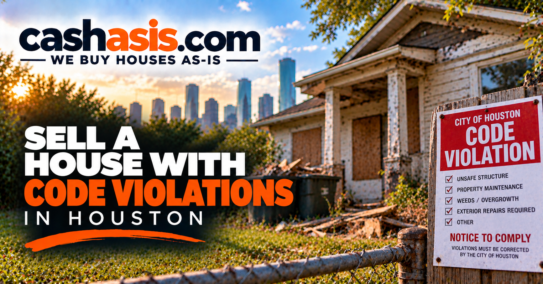 Sell a Houston house with code violations to CashAsIs